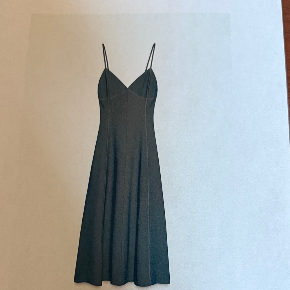 Zara Topstitched Twill Midi Dress
